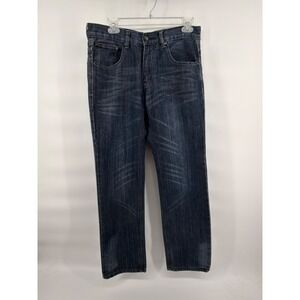 F.U.S.A.I. Jeans Mens 32x32 Blue Straight Dark Wash Embroidered Pocket Y2K Focus